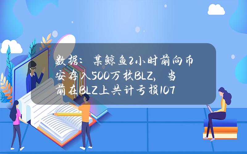 数据：某鲸鱼2小时前向币安存入500万枚BLZ，当前在BLZ上共计亏损107万美元