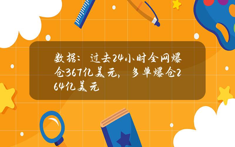 数据：过去24小时全网爆仓3.67亿美元，多单爆仓2.64亿美元