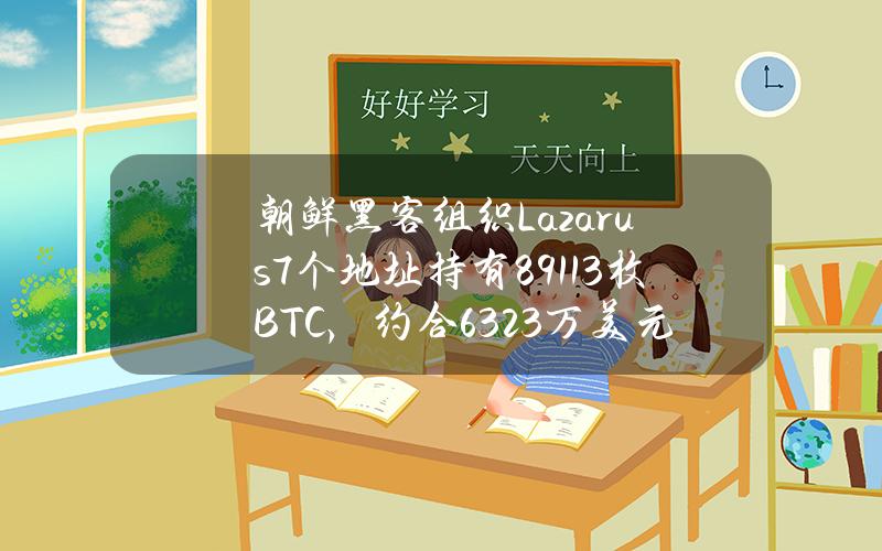 朝鲜黑客组织Lazarus7个地址持有891.13枚BTC，约合6323万美元