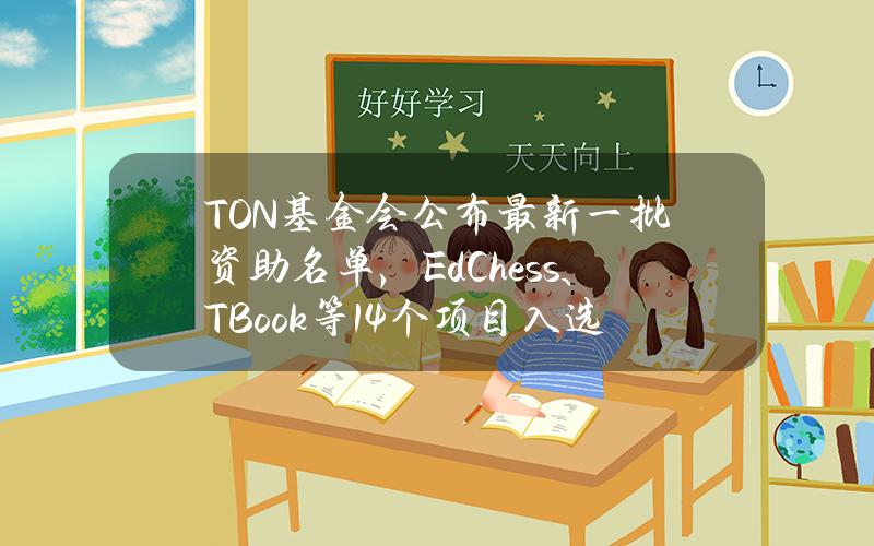 TON基金会公布最新一批资助名单，EdChess、TBook等14个项目入选