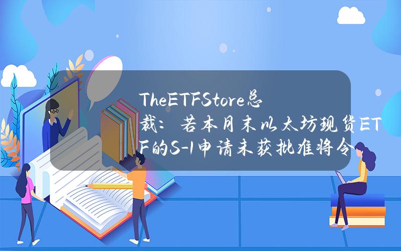 TheETFStore总裁：若本月末以太坊现货ETF的S-1申请未获批准将令人意外