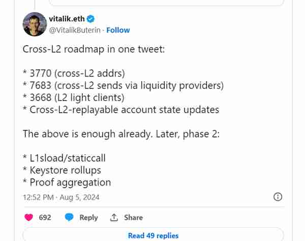 Vitalik Buterin 公布以太坊Layer-2互操作性路线图